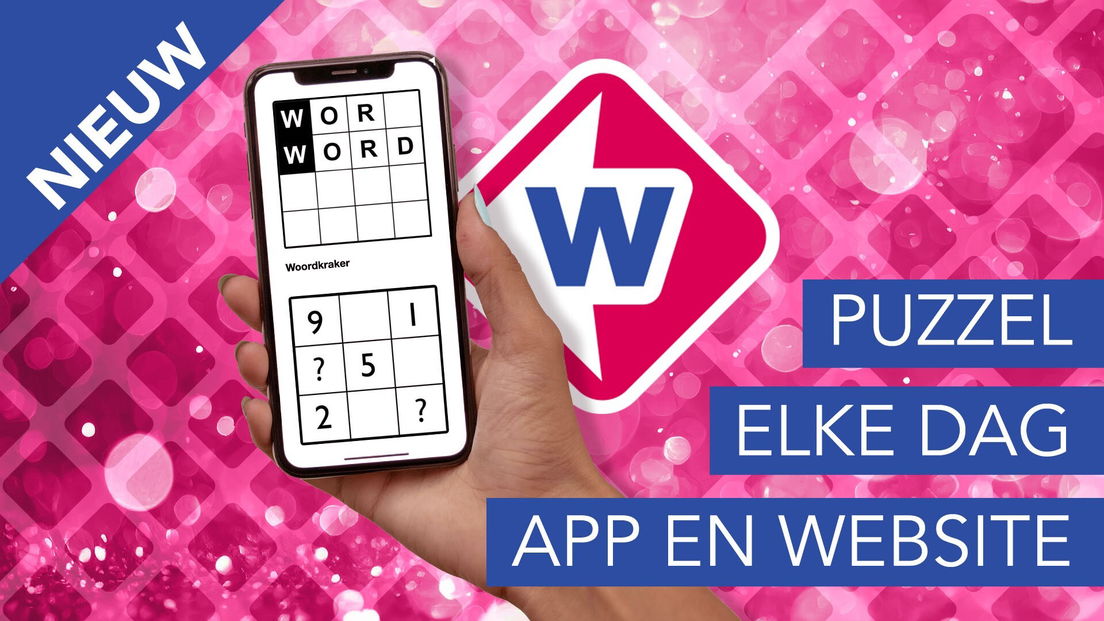 Mobiel met puzzel op het scherm